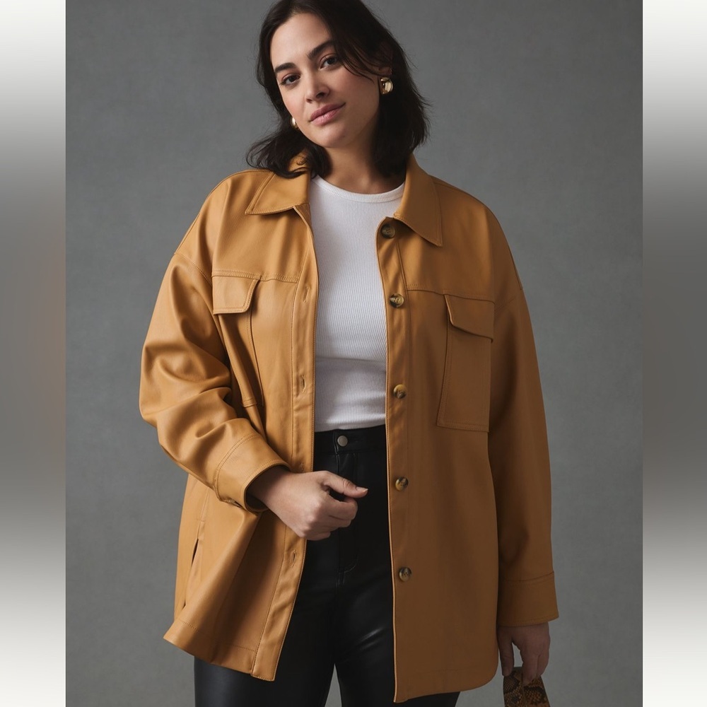 NWT Maeve Faux Leather Shirt Jacket, size XS - Picture 1 of 7